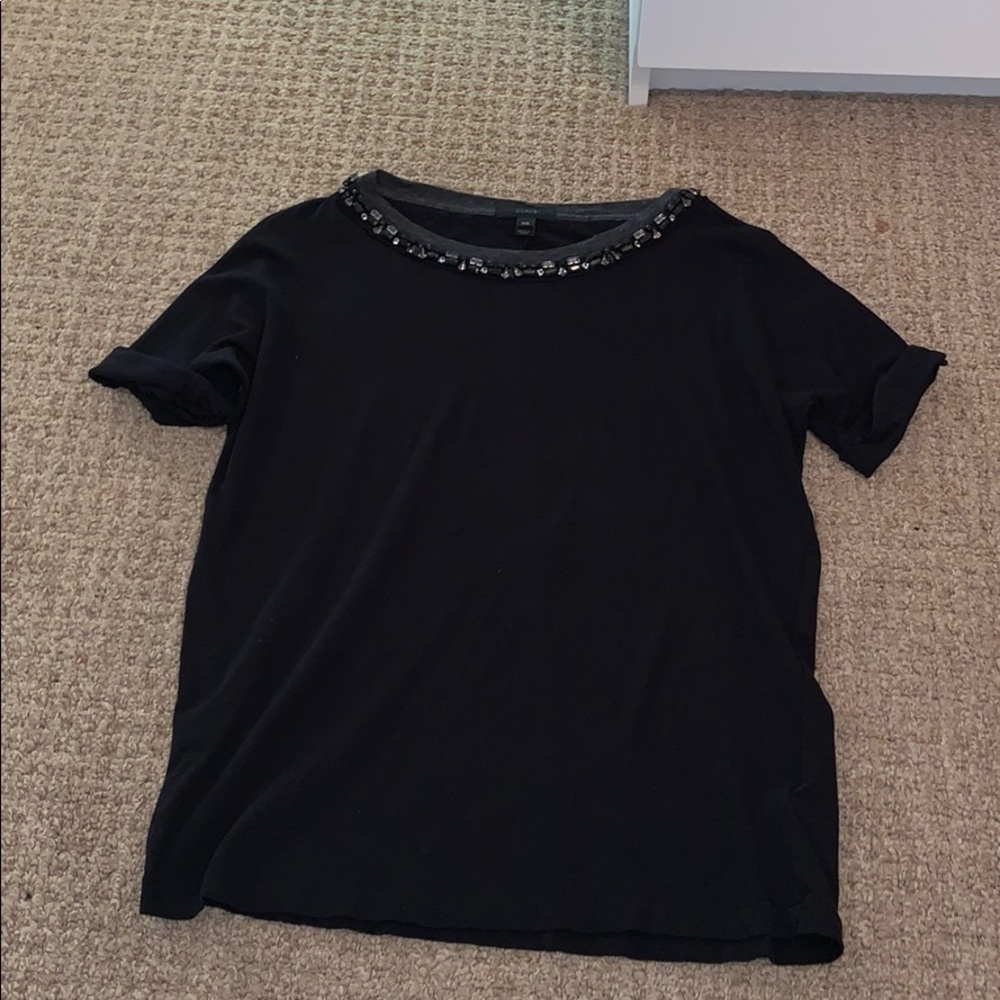 Black Embellished J-Crew Top